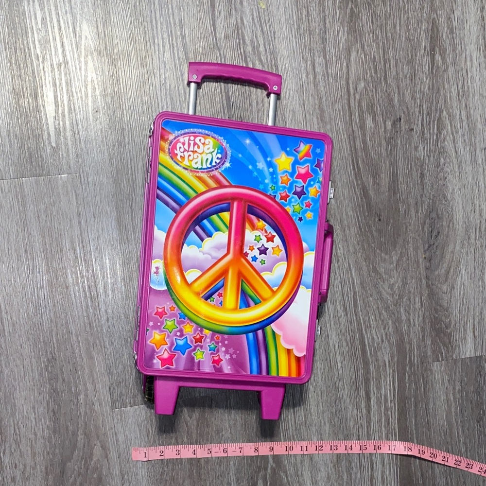 Lisa Frank vintage Colorful Peace Sign Suitcase - Picture 4 of 10